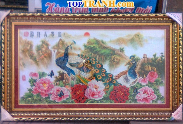 Tranh thêu chữ thập Phu thê viên mãn