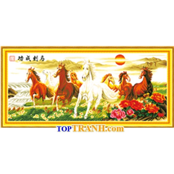 tranh thêu chữ thập mã đáo thành công