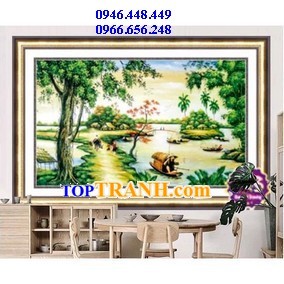 Tranh gắn đá làng quê Việt Nam