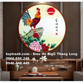 Tranh thêu con gà phú quý đại cát