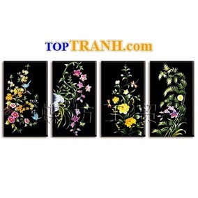 Tranh thêu mai lan cúc trúc