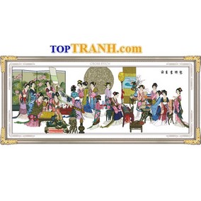 Tranh thêu ngày hội cung nữ