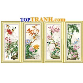 Tranh thêu mai lan cúc trúc(5D)