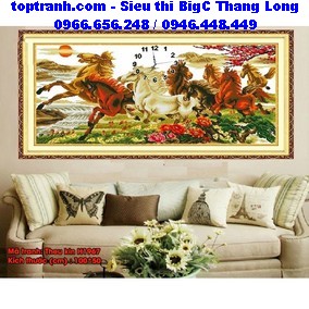 Tranh thêu đồng hồ ngựa