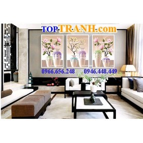 Tranh thêu hoa ngọc lan hồng