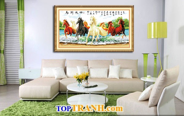 tranh thêu chữ thập mã đáo thành công